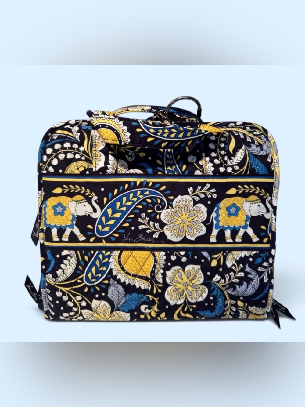 Vera Bradley Navy, Yellow & White Quilted Hanging Travel Organizer